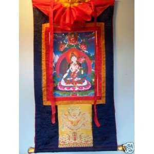  Tibetan Buddhist White Tara Thangka Painting From Tibet 