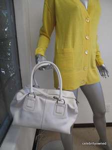 Tods White Leather Tote W/ Silver Hardware  