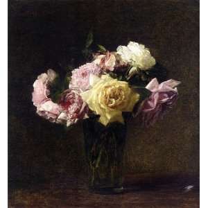  Oil Painting: Roses VI: Henri Fantin Latour Hand Painted 