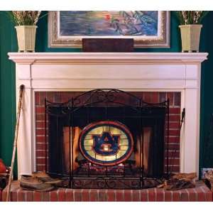 AUBURN TIGERS Team Logo STAINED GLASS FIREPLACE SCREEN (with a 16 by 
