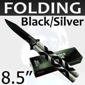 Folding Knife BLACK / SILVER Tactical Pocket Knives Stainless 