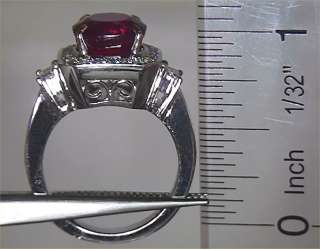 Estate 7.39 ct CERTIFIED Natural Red Ruby & Diamond Vintage Ring 18k 