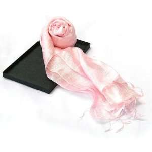  EXP Hand Dyed Woven Soft Pink Thai Silk Scarf: Home 