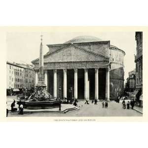 1922 Print Ancient Roman Pantheon Portico Temple Isis Monument 