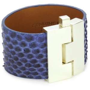  Leighelena Wide Blue Matte Python Bracelet Jewelry