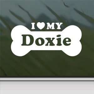  I Love My Doxie White Sticker Car Laptop Vinyl Window 