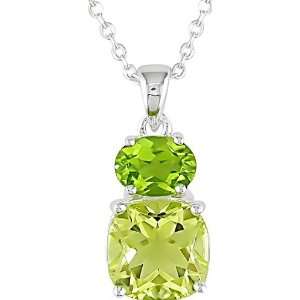  Sterling Silver Lemon Quartz and Peridot Necklace Jewelry