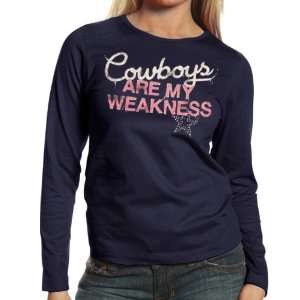 NFL Dallas Cowboys Ladies My Weakness Long Sleeve T Shirt   Navy Blue 