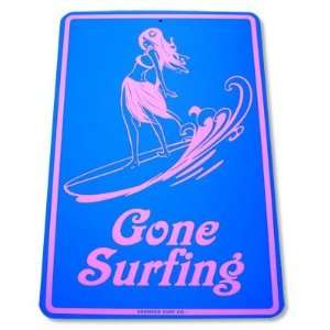  Gone Surfing Surfer Girl Street Sign  Blue: Sports 