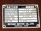 1964 DATSUN Nissan P410 Bluebird 1200cc Japan car identification badge 