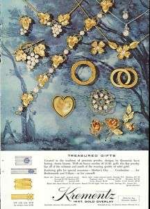 1961 KREMENTZ Jewelry AD~Heart~Dogwood~Grape motif~60s  