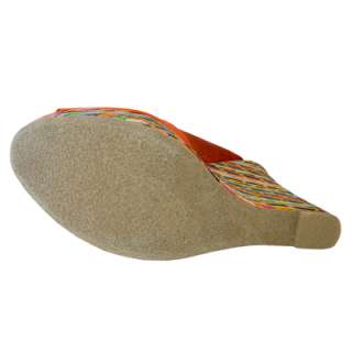    Block Peep Toe Colorful Weave Wraps Wedge Platform Sling Back Sandal
