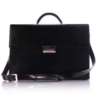 SALVATORE FERRAGAMO Leather Briefcase Portfolio Black  