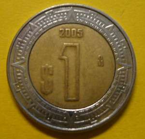 2005 Un Peso $1 Mexico Coin Estados Unidos Mexicanos Clad Foreign 