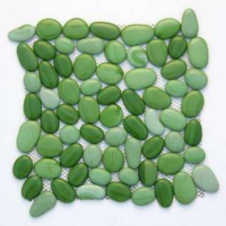  12 in. x 12 in. Green Glass Mesh Mounted Mosaic Tile 8002 at The Home