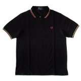 Fred Perry Slim Fit Tipped Polo Shirt schwarz/pink/ grün Farbe 