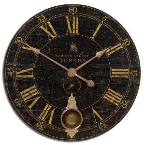 Black Antique Reproduction Round Wall Clock 06030  