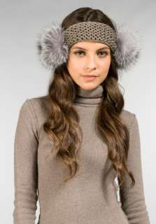 EUGENIA KIM Bella Knit Headband with Fox Earmuffs in Taupe/Grey at 