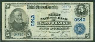 00 National Bank Note First NB WEST ORANGE New Jersey, 1902, Fr 