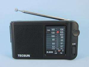 TECSUN R 209 Black 2 Bands AM/FM DX Function Radio  