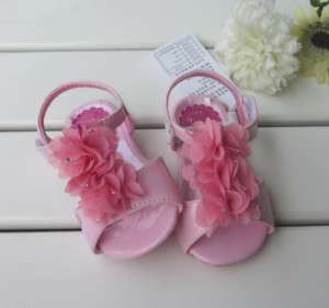 New Kids Toddlers Girls White Pink Tulle Flower Gem Sandals Shoes Size 