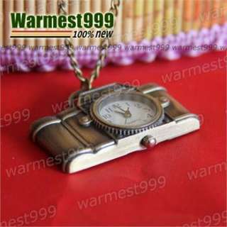   Vintage Bronze Camera Quartz Pocket Watch Pendant Necklace New HB196