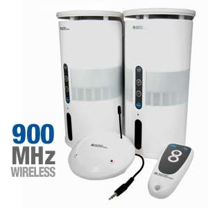Cables Unlimited Audio Unlimited White 900Mhz Wireless Speakers with 