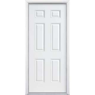   in. x 80 in. Metal White Prehung Right Hand Inswing 6 Panel Entry Door