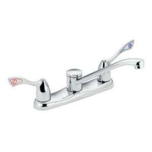 MOEN Commercial Double Handle Kitchen Faucet in Chrome 8798 at The 