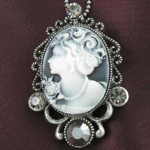   Design Cameo Pendant Necklace for Brooch Pin Cameo Gray Charm k1