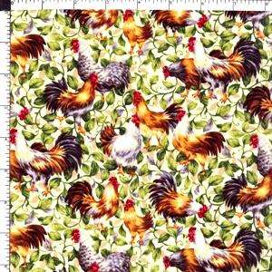 Rooster Strut on the Farm Cotton Fabric  1yard Cute BTY  