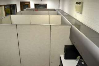 Office Cubicle Workstations with Desks and Files  