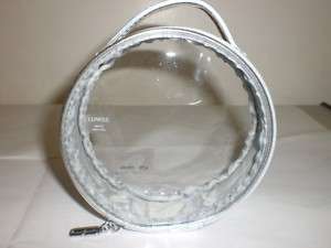 SET OF TWO CLINIQUE MAKE UP BAG CLEAR AND SILVER ROUND  