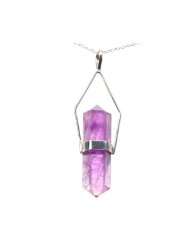 Amethyst Silver Crystal Wand mit Sterling Silber Kette