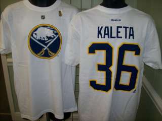 Buffalo Sabres Patrick Kaleta Reebok White Player Jersey T Shirt sz 