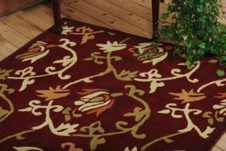 Teppich floral in bordeaux rot aus reiner Schurwolle  