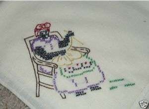 Vintage Black Americana Mammy Embroidered JemimaTowel  