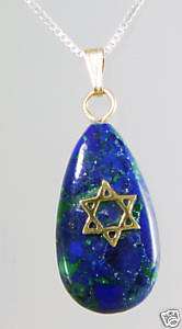 Eilat stone pendant 14k gold star of David + necklace  