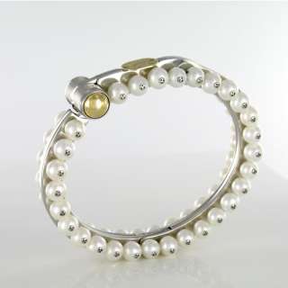 New SAURO 18K Gold Italian Designer Pearl Bracelet *HoT  