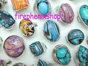 ring Wholesale Mixed Lots 25 turquoise silver P rings  