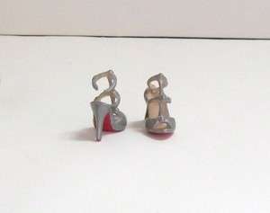 Christian Louboutin Barbie Silver Gray Strappy High Heel Shoes for 