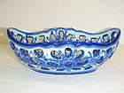 BLUE & WHITE CUT OUT BOWL MADE IN PORTUGAL