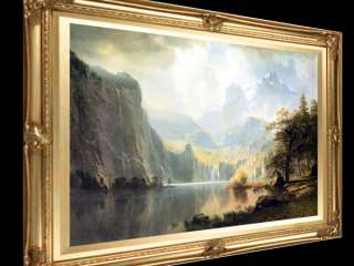 BIERSTADT IN THE MOUNTAINS X LARGE FRAMED CANVAS GICLEE REPRO  