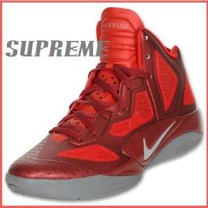NIKE HYPERFUSE 2011 SUPREME MENs BASKETBALL SHOE RED / SILVER BRAND 