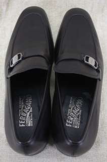 Salvatore Ferragamo Francisco Black Loafer Belted Gancini Size 10.5 EE 