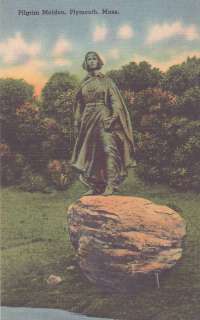 Pilgrim Maiden Statue Plymouth Massachusetts Postcard  