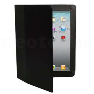Black Flip Leather Wallet Case Cover Stand Apple iPad 2  