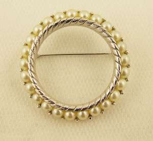 Spilla vintage TRIFARI crown cerchietto di perle oro b.  
