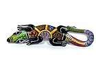   carved colourful, gecko lizard, aboriginal style, wall plaque, 49cm