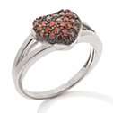 3ct Red Diamond Sterling Silver Heart Ring 